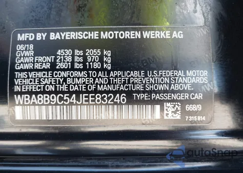 2018 BMW 330I from USA, damaged, VIN WBA8B9C54JEE83246